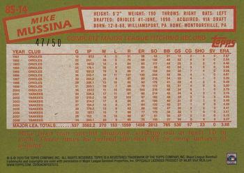 2020 Topps - 1985 Topps Baseball 35th Anniversary Gold (Series One) #85-14 Mike Mussina Back