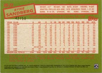 2020 Topps - 1985 Topps Baseball 35th Anniversary Gold (Series One) #85-27 Ryne Sandberg Back