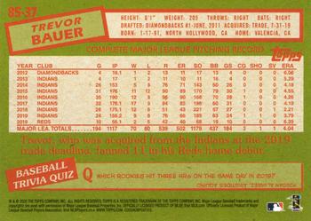 2020 Topps - 1985 Topps Baseball 35th Anniversary Gold (Series One) #85-37 Trevor Bauer Back