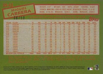2020 Topps - 1985 Topps Baseball 35th Anniversary Gold (Series One) #85-43 Miguel Cabrera Back