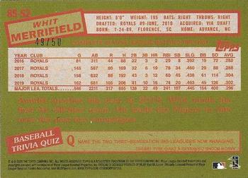 2020 Topps - 1985 Topps Baseball 35th Anniversary Gold (Series One) #85-52 Whit Merrifield Back