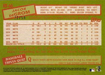 2020 Topps - 1985 Topps Baseball 35th Anniversary Gold (Series One) #85-66 Jacob deGrom Back