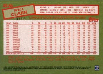2020 Topps - 1985 Topps Baseball 35th Anniversary Gold (Series One) #85-86 Will Clark Back