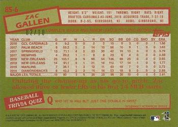 2020 Topps - 1985 Topps Baseball 35th Anniversary Red (Series One) #85-6 Zac Gallen Back