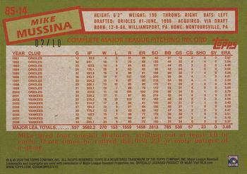 2020 Topps - 1985 Topps Baseball 35th Anniversary Red (Series One) #85-14 Mike Mussina Back