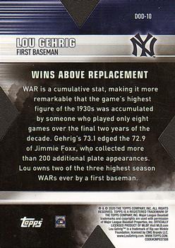 2020 Topps - Decade of Dominance #DOD-10 Lou Gehrig Back