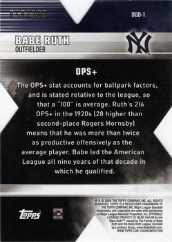 2020 Topps - Decade of Dominance Black #DOD-1 Babe Ruth Back