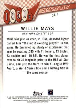 2020 Topps - Decades' Best (Series One) #DB-1 Willie Mays Back
