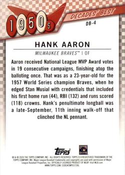 2020 Topps - Decades' Best (Series One) #DB-4 Hank Aaron Back