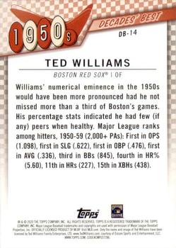 2020 Topps - Decades' Best (Series One) #DB-14 Ted Williams Back