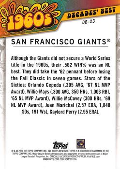 2020 Topps - Decades' Best (Series One) #DB-23 San Francisco Giants Back
