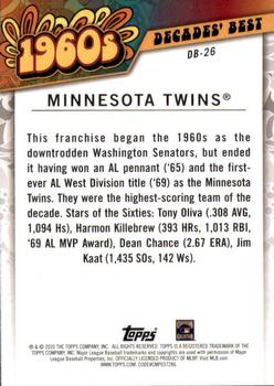 2020 Topps - Decades' Best (Series One) #DB-26 Minnesota Twins Back