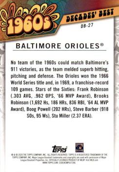 2020 Topps - Decades' Best (Series One) #DB-27 Baltimore Orioles Back