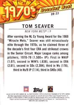 2020 Topps - Decades' Best (Series One) #DB-33 Tom Seaver Back
