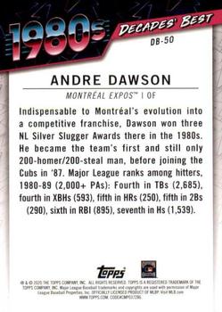 2020 Topps - Decades' Best (Series One) #DB-50 Andre Dawson Back