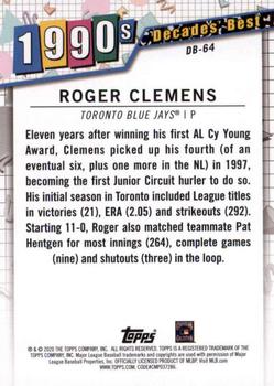 2020 Topps - Decades' Best (Series One) #DB-64 Roger Clemens Back