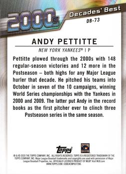 2020 Topps - Decades' Best (Series One) #DB-73 Andy Pettitte Back