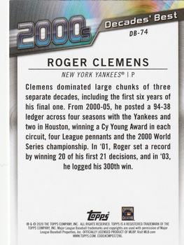 2020 Topps - Decades' Best (Series One) #DB-74 Roger Clemens Back