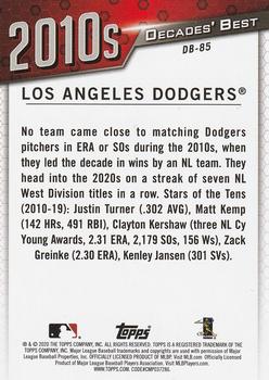 2020 Topps - Decades' Best (Series One) #DB-85 Los Angeles Dodgers Back