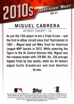 2020 Topps - Decades' Best (Series One) #DB-91 Miguel Cabrera Back