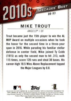 2020 Topps - Decades' Best (Series One) #DB-93 Mike Trout Back
