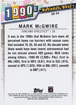2020 Topps - Decades' Best Blue (Series One) #DB-54 Mark McGwire Back
