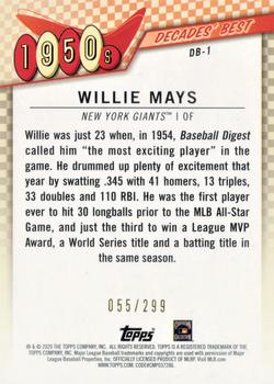 2020 Topps - Decades' Best Black (Series One) #DB-1 Willie Mays Back