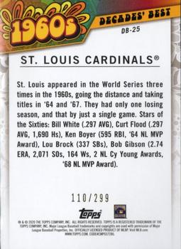 2020 Topps - Decades' Best Black (Series One) #DB-25 St. Louis Cardinals Back