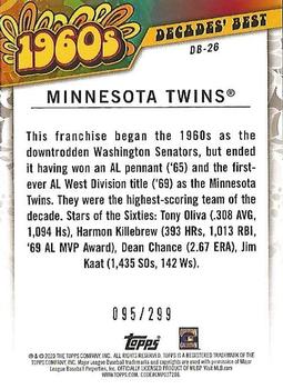 2020 Topps - Decades' Best Black (Series One) #DB-26 Minnesota Twins Back