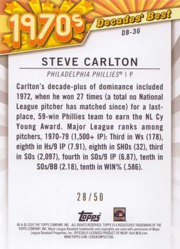 2020 Topps - Decades' Best Gold (Series One) #DB-36 Steve Carlton Back