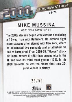 2020 Topps - Decades' Best Gold (Series One) #DB-75 Mike Mussina Back