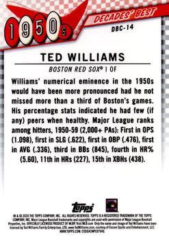 2020 Topps - Decades' Best Chrome (Series One) #DBC-14 Ted Williams Back