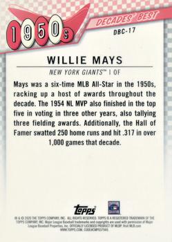 2020 Topps - Decades' Best Chrome (Series One) #DBC-17 Willie Mays Back