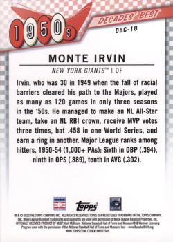 2020 Topps - Decades' Best Chrome (Series One) #DBC-18 Monte Irvin Back