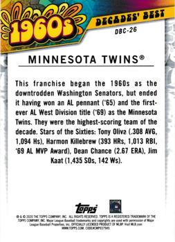 2020 Topps - Decades' Best Chrome (Series One) #DBC-26 Minnesota Twins Back