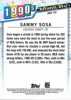 2020 Topps - Decades' Best Chrome (Series One) #DBC-53 Sammy Sosa Back