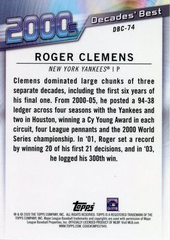2020 Topps - Decades' Best Chrome (Series One) #DBC-74 Roger Clemens Back
