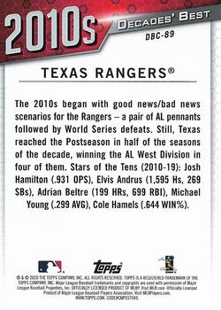 2020 Topps - Decades' Best Chrome (Series One) #DBC-89 Texas Rangers Back