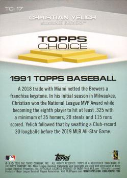 2020 Topps - Topps Choice #TC-17 Christian Yelich Back