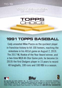 2020 Topps - Topps Choice #TC-19 Cody Bellinger Back
