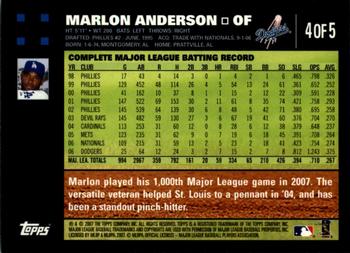 2007 Topps - Los Angeles Dodgers #4 Marlon Anderson Back