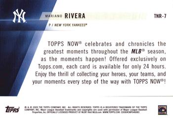 2020 Topps - Topps Now Review 2019 #TNR-7 Mariano Rivera Back