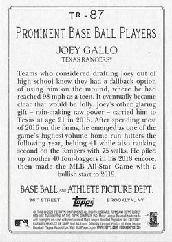 2020 Topps - Turkey Red 2020 (Series 1) #TR-87 Joey Gallo Back