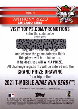 2020 Topps - Home Run Challenge (Series One) #HRC-9 Anthony Rizzo Back