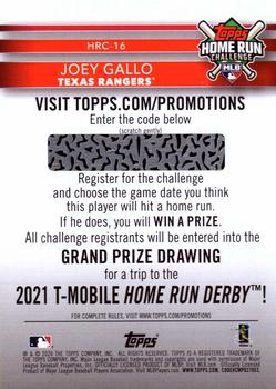 2020 Topps - Home Run Challenge (Series One) #HRC-16 Joey Gallo Back