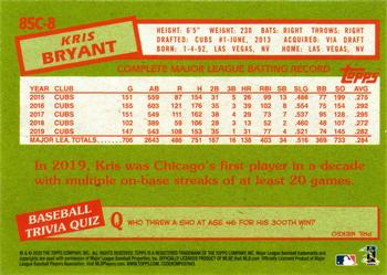 2020 Topps - 1985 Topps Baseball 35th Anniversary Chrome Silver Pack (Series One) #85C-8 Kris Bryant Back