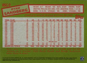 2020 Topps - 1985 Topps Baseball 35th Anniversary Chrome Silver Pack (Series One) #85C-9 Ryne Sandberg Back