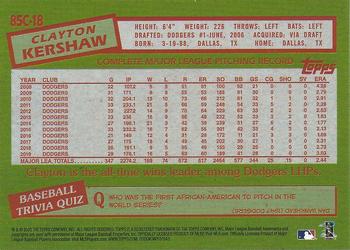 2020 Topps - 1985 Topps Baseball 35th Anniversary Chrome Silver Pack (Series One) #85C-18 Clayton Kershaw Back