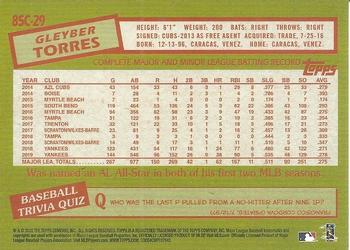2020 Topps - 1985 Topps Baseball 35th Anniversary Chrome Silver Pack (Series One) #85C-29 Gleyber Torres Back
