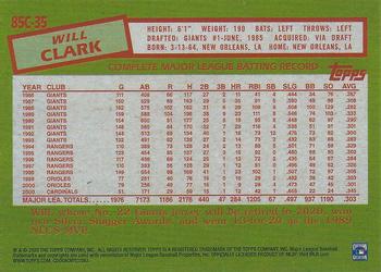 2020 Topps - 1985 Topps Baseball 35th Anniversary Chrome Silver Pack (Series One) #85C-35 Will Clark Back